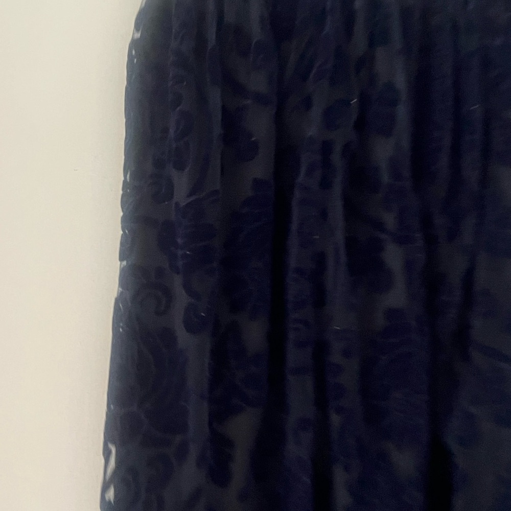 Women's Navy Blue Floral Velvet Burnout Skirt